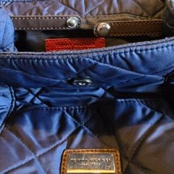 TOMMY HILFIGER QUILTED & LEATHER BLUE NAVY BAG BACKPACK MEDIUM