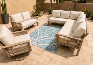 *New In Box Patio Furniture* Aluminum Patio Sectional With 2 Swivels And Olefin Cushions