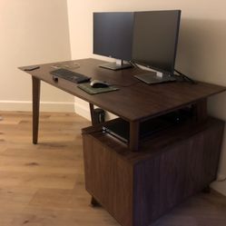 Mid Century Desk 60" x 30" with Cable Cabinet