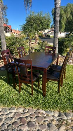 Wood Dining Table Set with 6 Chairs