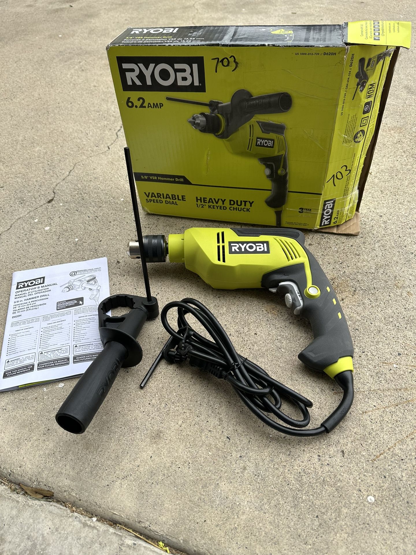RYOBI 6.2 Amp Corded 5/8 in. Variable Speed Hammer Drill