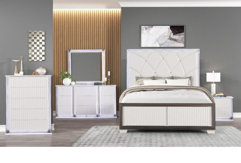 ✨ Modern Luxury Bedroom Set with LED Mirror & Storage – Financing & Cash Available