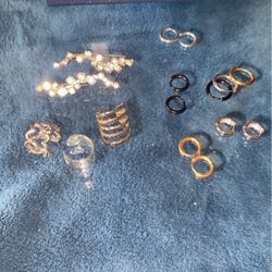 Assortment Of Ear Cuffs, Pierced Rings And A Pair Of Ear Climbers