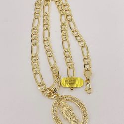 San Judas y Cadena estampada,orò laminado 14k/Saint Jude and Chain stamped, 14k Gold plated no