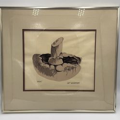 Vintage Dot Bardarson Art Hand Signed Numbered Limited Edition 45/45 Mushroom