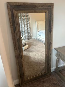 Rustic Wood-Framed Floor Mirror — Large