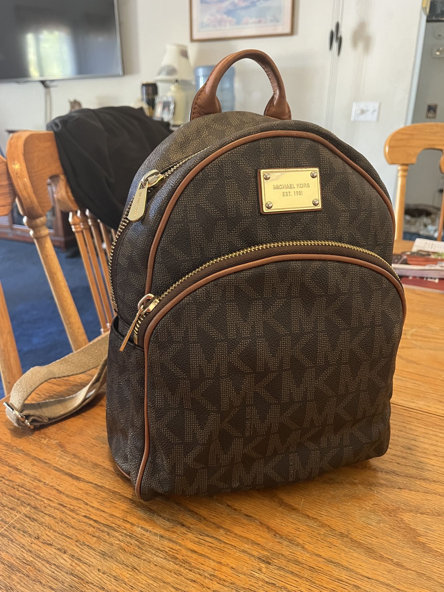 Michael Kors Mk Signature Logo 12” Tall Backpack Without Handle