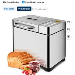 KBS 19-in-1 2LB Bread Maker Machine Fully Automatic LCD Display，Stainless Steel Model# 013
