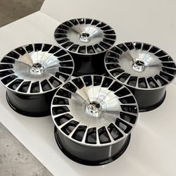 20” NEW Mercedes AMG Style Wheels Rims Squared Set 20x9.5 +42 (5x112) Fits W206 W213 W214 W222 W223   Brand New in Box 4X Set   Machined Face, Gloss B