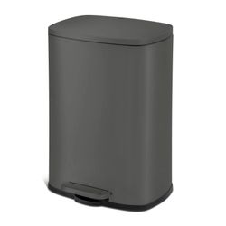 Qualiazero 13.2 Gallon Trash Can, Rectangular Step On Kitchen Trash Can, Matte Grey