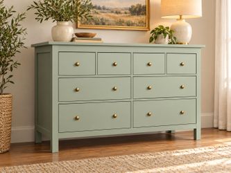 Sage Green 8-Drawer Dresser – Gold Hardware