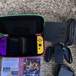 Nintendo Switch V2 with Orange and Purple Joy-Con ( With Dock ) 