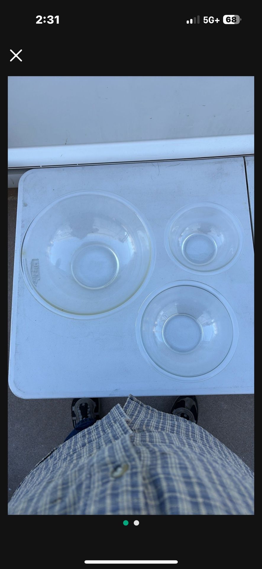 Set Of 3 Pyrex Glass Mixing Bowls