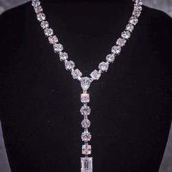 Big Diamond Silver Necklace 