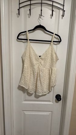 Cream Lace Peplum Cami Top Size 1