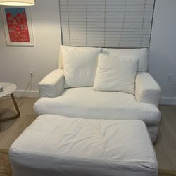 Large White Loveseat Sofa