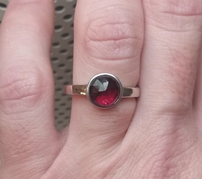 Handmade Natural Rhodolite Garnet Ring Sterling Silver