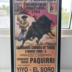Framed 1984 Last Paquirri Bullfight Poster