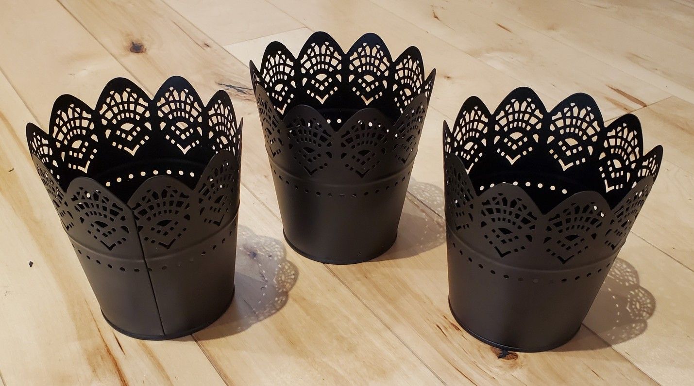 NEW 3 Small Black Decorative Tins