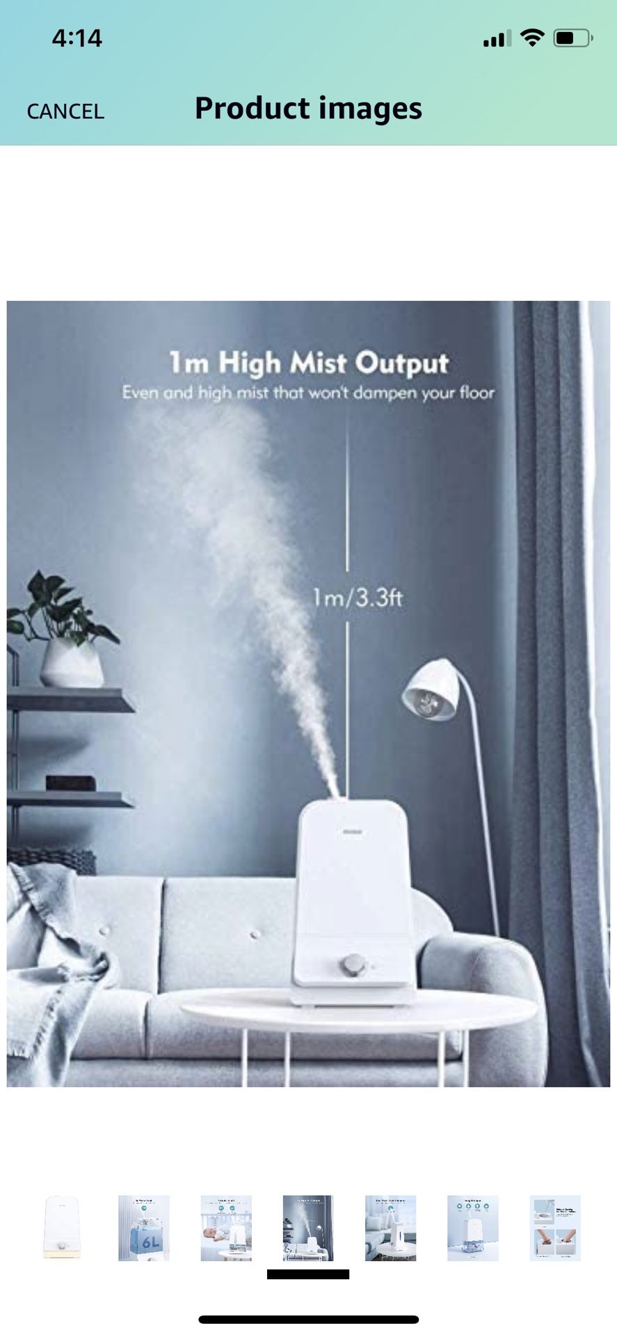Cool Mist Humidifiers Quiet Ultrasonic Humidifier 20-100 Hours, Easy to Clean, for Living Room Babies Room Bed Room Guitar Room 360° Nozzle