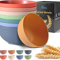 HOTEC BPA Free Unbreakable Wheat Straw Cereal Bowls -Microwave & Dishwasher Safe
