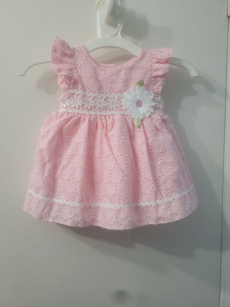 Pink Spring Eyelet Dress 12 Mo