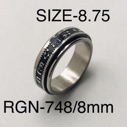 Stainless Steel Spinner Ring Band For Men & Women : RGN-748/Size-8.75