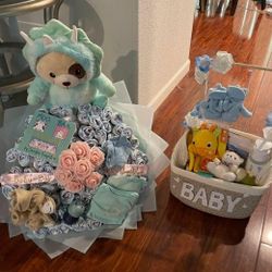 Baby Shower Gift 💕💙 - Diaper Bouquet & Newborn Gift Basket