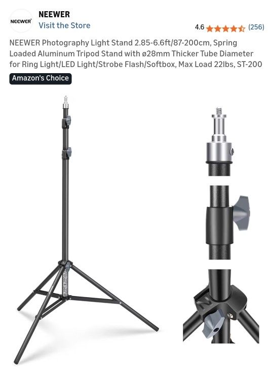 NEEWER Photography Light Stand 2.85-6.6ft/87-200cm