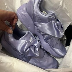 PUMA by FENTY Rihanna Lavender Satin Bow Sneakers Tennis Shoes Women 7 Newbox