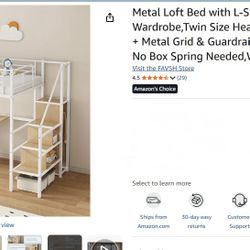 White Metal Loft Bed