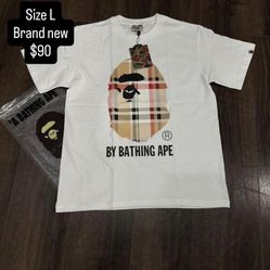 White Bape Tee Burberry Collab
