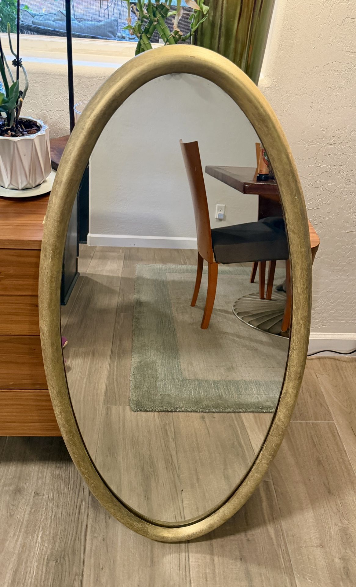VTG MCM Oval Wall Mirror 42" Gold Century Industries Chicago Mid Century Modern 1950s