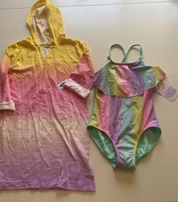 Brand New Girls Size 7/8 Bathing Suit & Cover Up (Target & Old Navy) Both For $16