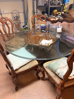 Round Glass-Top Dining Table Set with Chairs