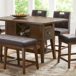 Hightop Table For Six With 2 Chairs And A 2 Seater Bench 