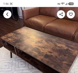 Rustic Wood Coffee Table with Storage Shelf