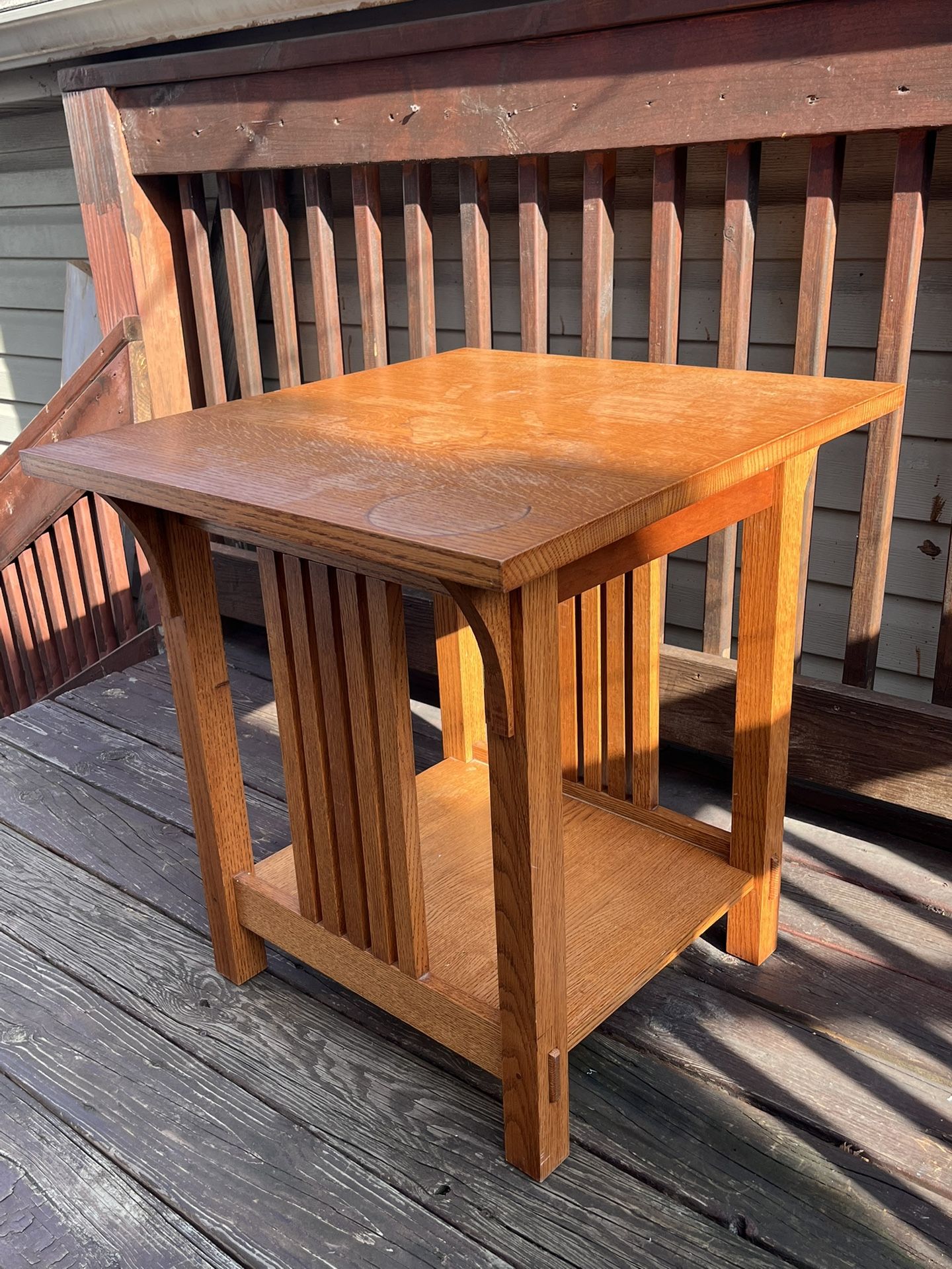Mission Style Solid Oak Wood End Side Table 26” L x 24”W x 26”H - Nice!
