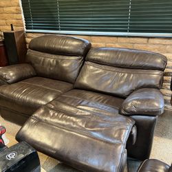 Leather Couch, Electric Recliner