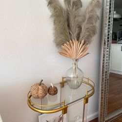 Neutral Boho Pampas & Palm Leaf Arrangement with Glass Vase