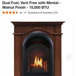 Ventless natural gas fireplace