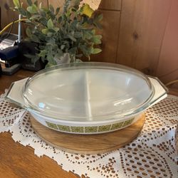 Vintage PYREX Divided Casserole Dish with Lid