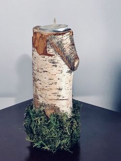 Real birch candle holder