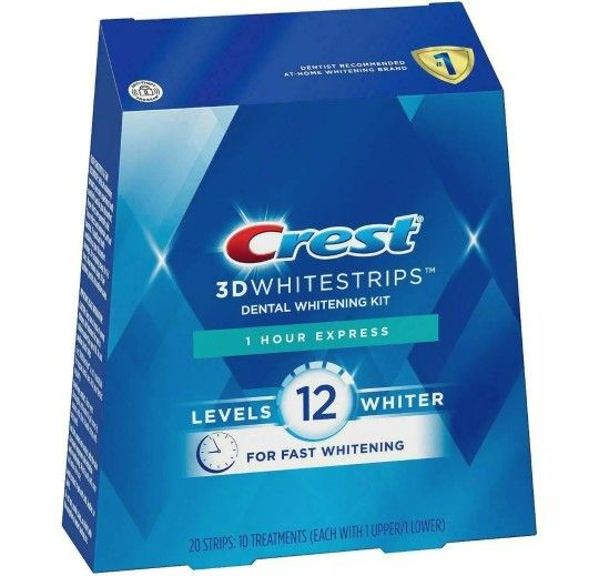 Crest 3D WHITESTRIPS 1 Hour Express Teeth Whitening Kit 12 Levels Whiter