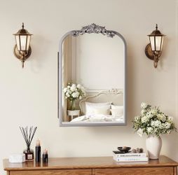 🪞 Vintage Silver Bathroom Medicine Cabinet w/ Mirror – 16x24 Inch 🪞