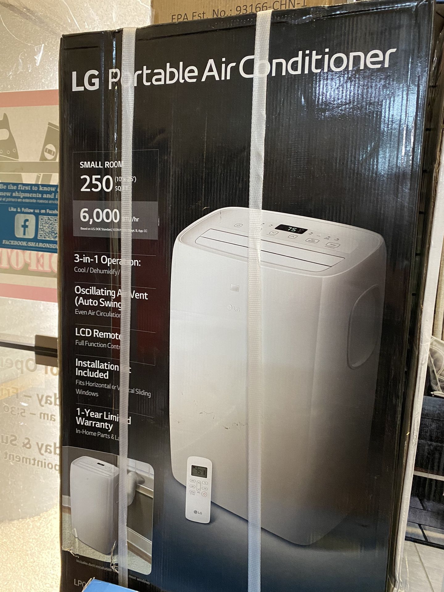 BRAND NEW LG 6,000 BTU Portable Air Conditioner Cools 250 Sq. Ft. with Dehumidifier in White