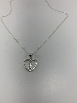Silver 925 marked necklace heart pendant
