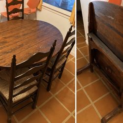 Very rare vertically folding antique dining table 