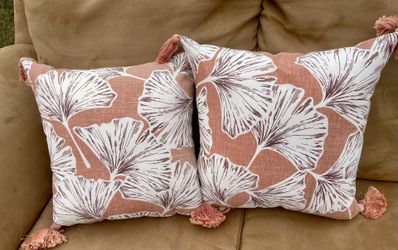 Coral With White Flower Detail Decorative Pillows