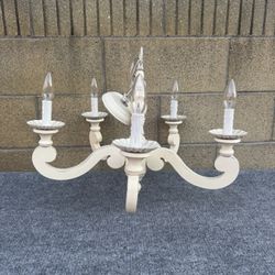 Vintage 5-Light Candlestick – Wooden Cream Color